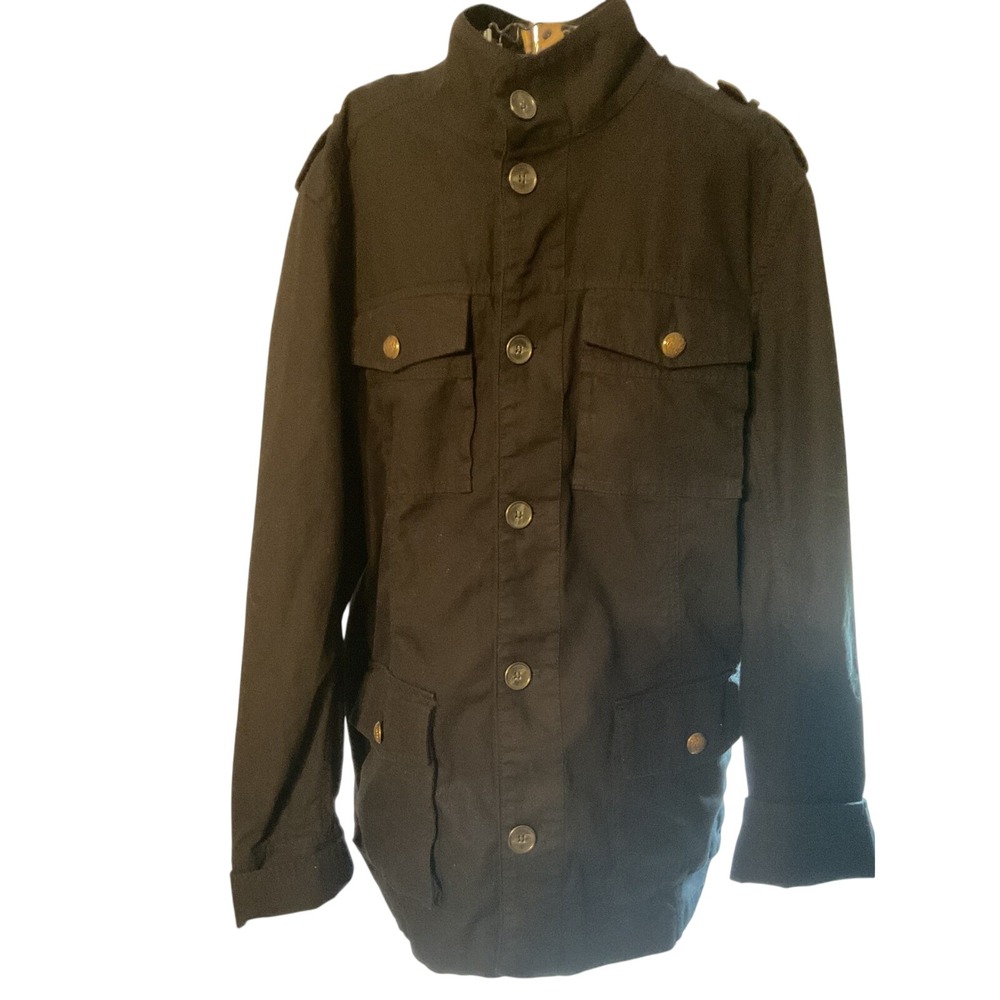 GUESS Est 1981 XL Black Utility Jacket Military Style Button‎ Up Menswear